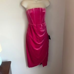 Lulus Pink velvet midi dress, corset top